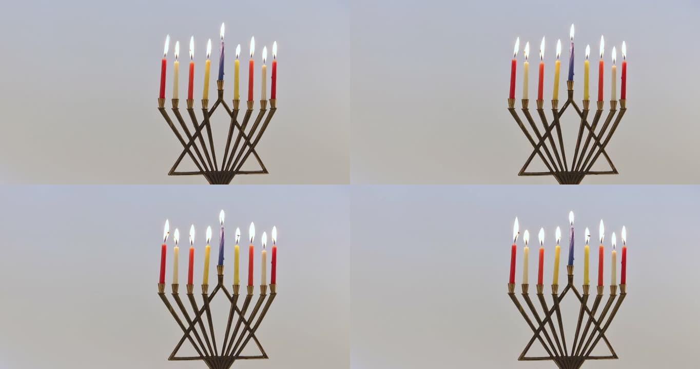 犹太节日光明节的宗教象征，带有烛台传统烛台