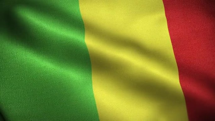马里国旗动画库存视频-马里国旗在循环和纹理3d渲染背景-高度详细的织物图案和可循环的马里共和国国旗