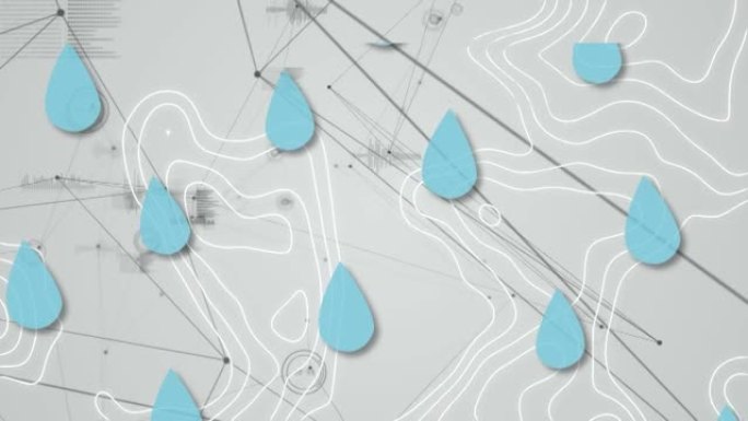 水滴和连接网络上的地图线动画