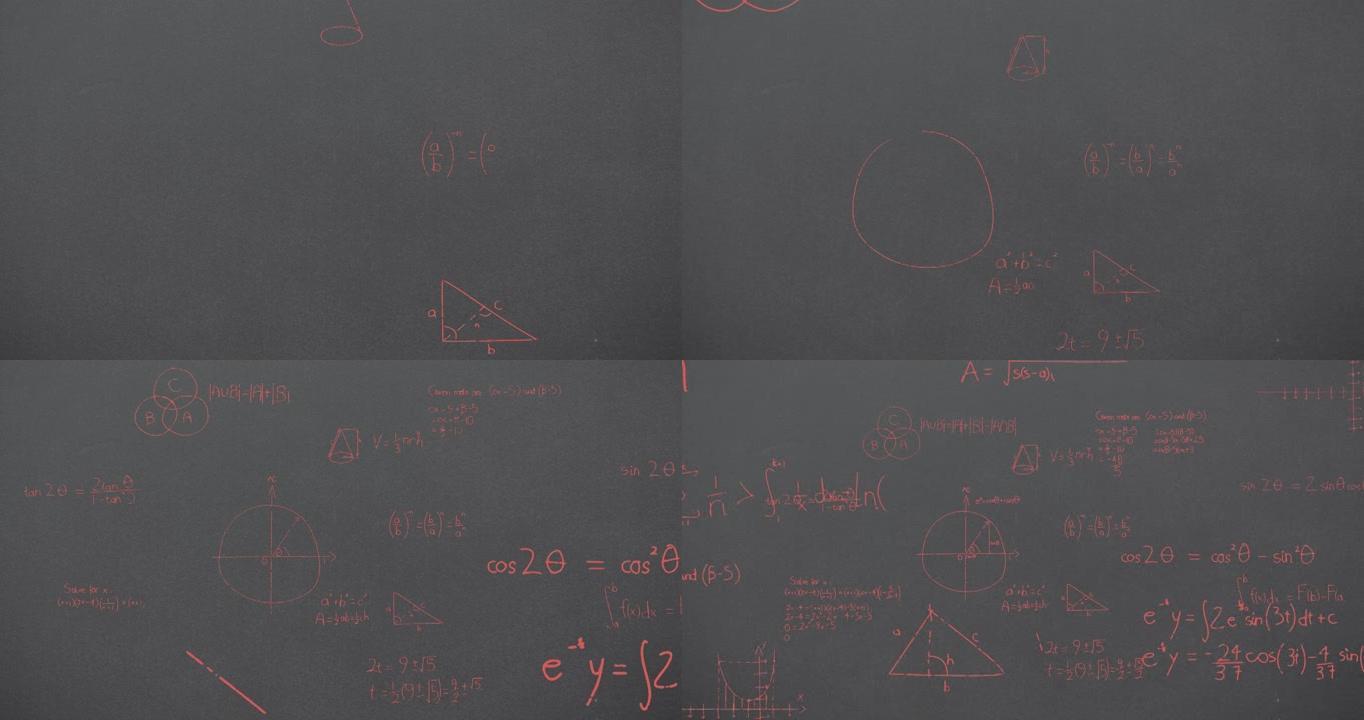 灰色背景上的数学方程动画