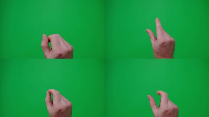 手势包的手触摸，点击，点击，滑动，色度键绿色屏幕背景。