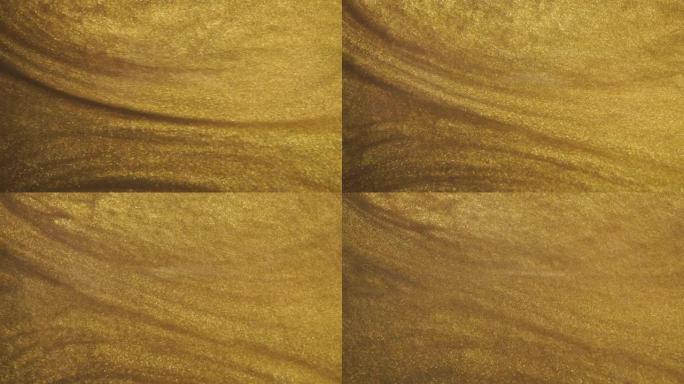 金色液体背景。浅黄色渐变。抽象金色液体波