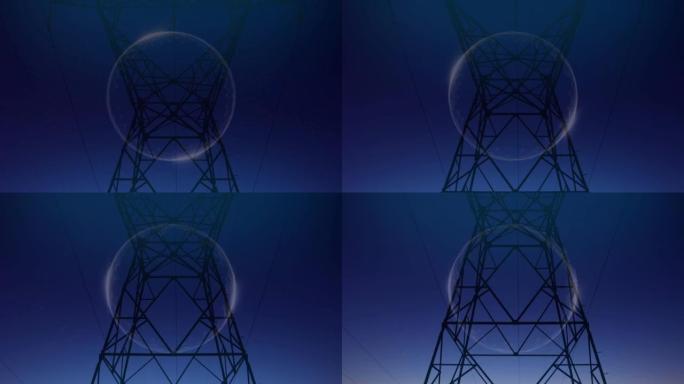 电塔上的发光地球仪动画