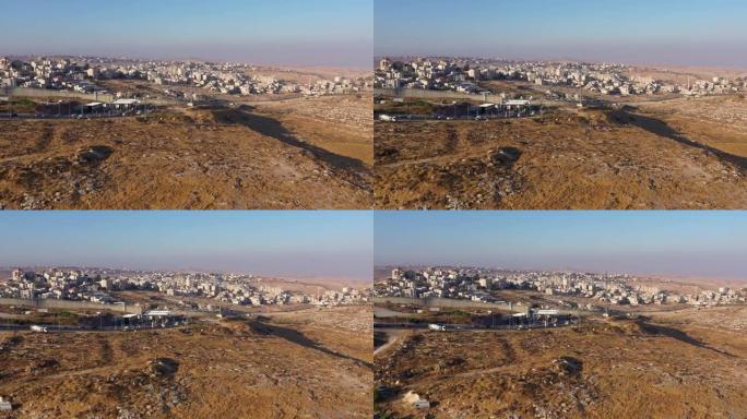巴勒斯坦Hizma镇与Idf军事检查站，鸟瞰图