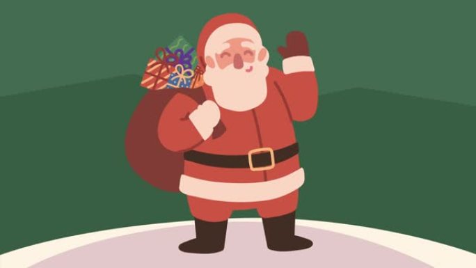 圣诞老人快乐动画和礼品袋