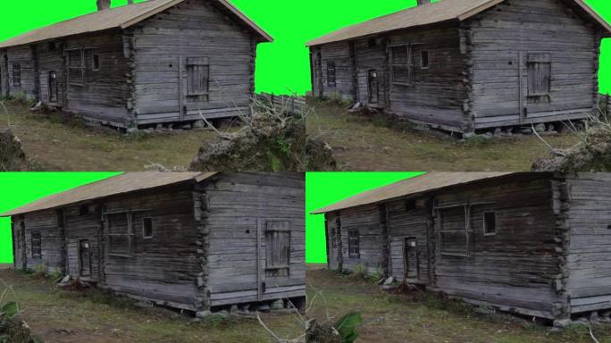 没有人以高清渲染的逼真的3D动画。白天关闭旧童话小木屋。