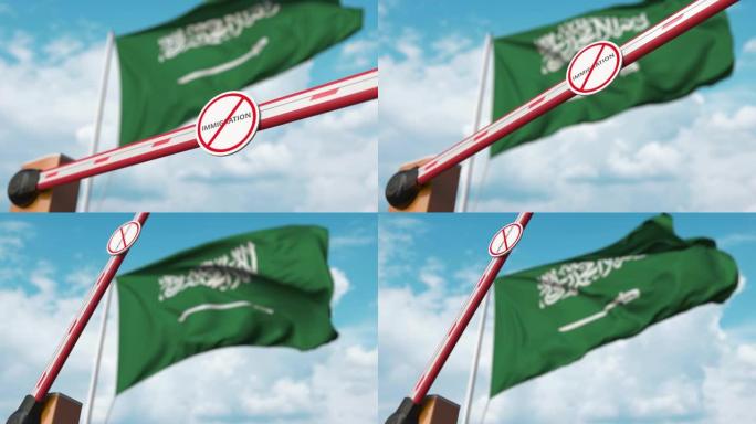 在沙特阿拉伯的flaf上没有移民标志的敞开大门