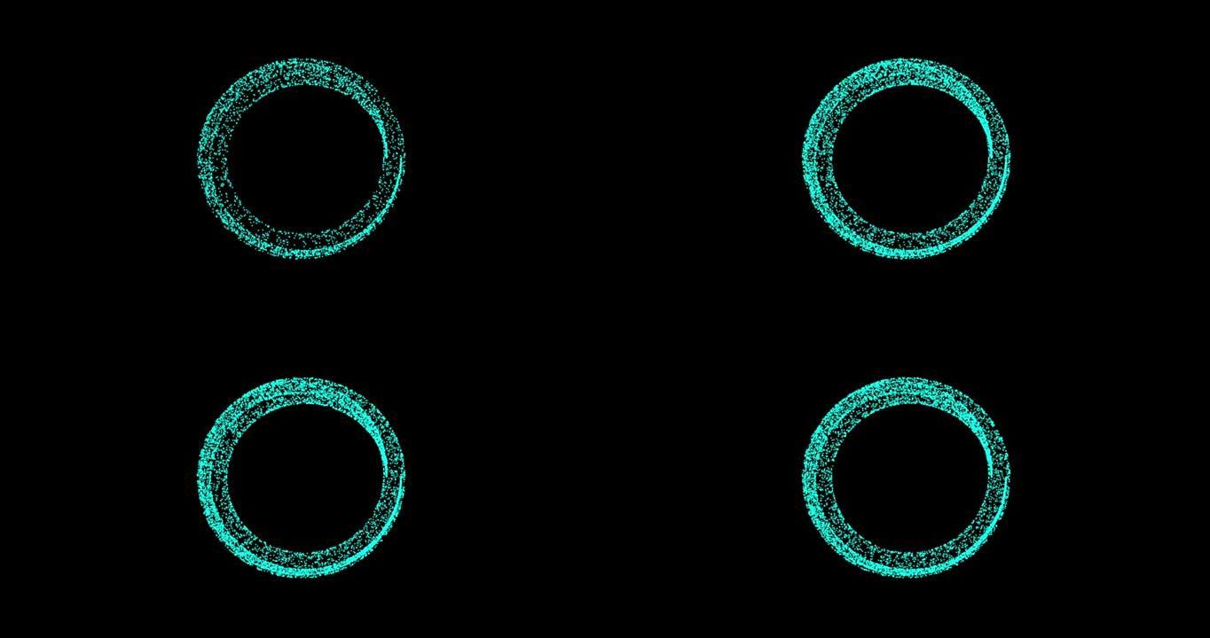 抽象技术蓝色圆圈背景由动画线和点、粒子制成。混合模式