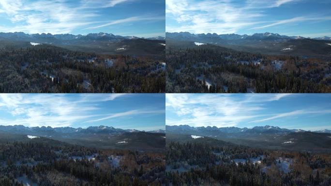 冬季的山脉，鸟瞰图。白雪皑皑山脉景观的鸟瞰图。塔特拉高山山脉和神奇的未受破坏的风景。