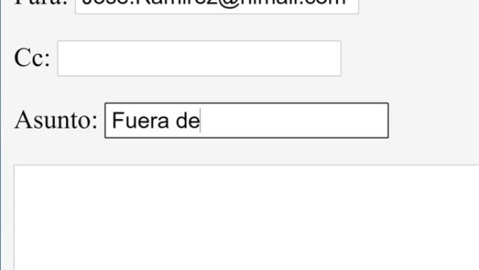 西班牙语。在线框中输入电子邮件主题主题外出回复。通过键入电子邮件主题行网站向收件人发送OOO响应通信