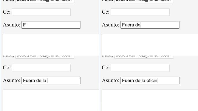 西班牙语。在线框中输入电子邮件主题主题外出回复。通过键入电子邮件主题行网站向收件人发送OOO响应通信