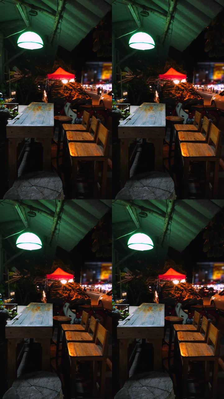 街头食物慢动作的灯笼和桌子