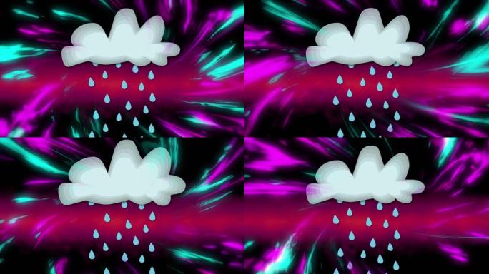紫色背景上有雨的云动画