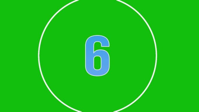 绿色屏幕上带有动画圆圈的倒计时动画数字10到1。