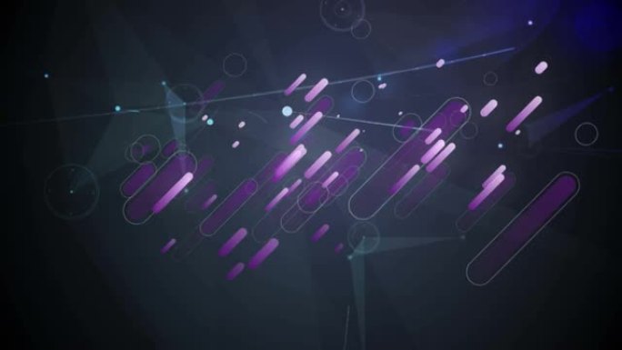 黑色背景上的紫色线条和连接网络的动画