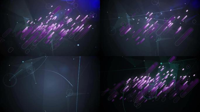 黑色背景上的紫色线条和连接网络的动画