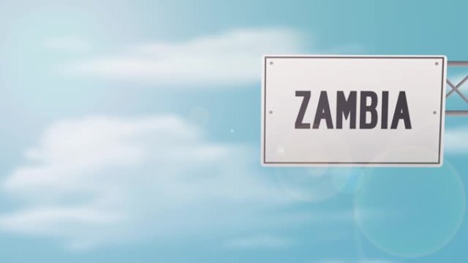 赞比亚蓝色多云的天空上的标志-股票视频