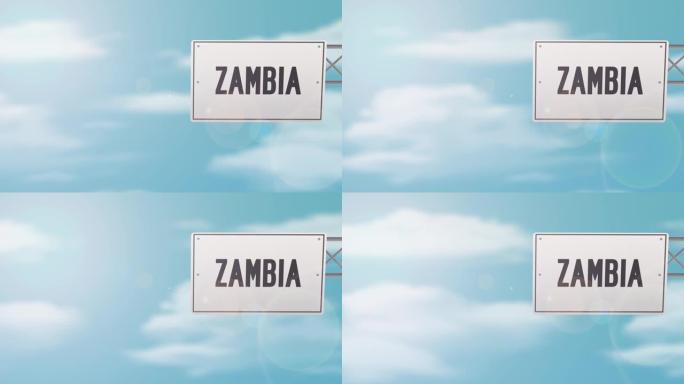 赞比亚蓝色多云的天空上的标志-股票视频