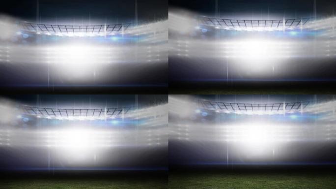 泛光灯体育馆的模糊移动灯光和bokeh光点的动画