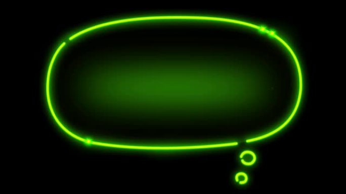黑色背景上的文本动画绿色霓虹灯几何形状。