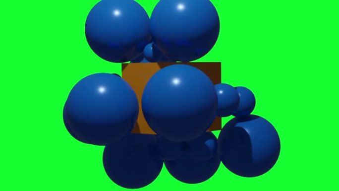 带有粘性磁球和浮球相互撞击和推动的抽象广告素材