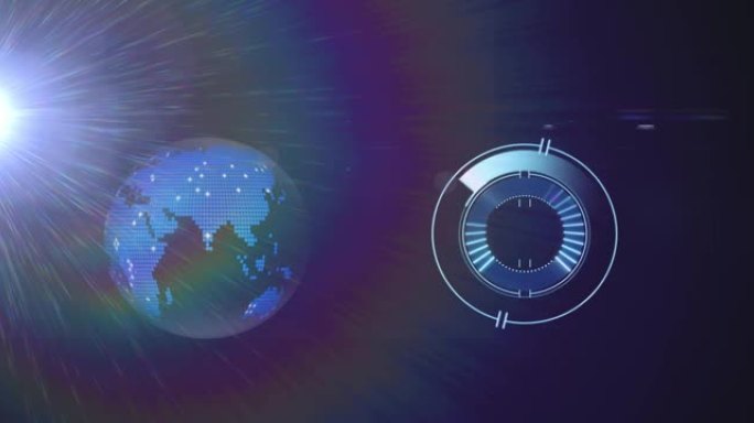 灯光和旋转地球仪上的时钟动画