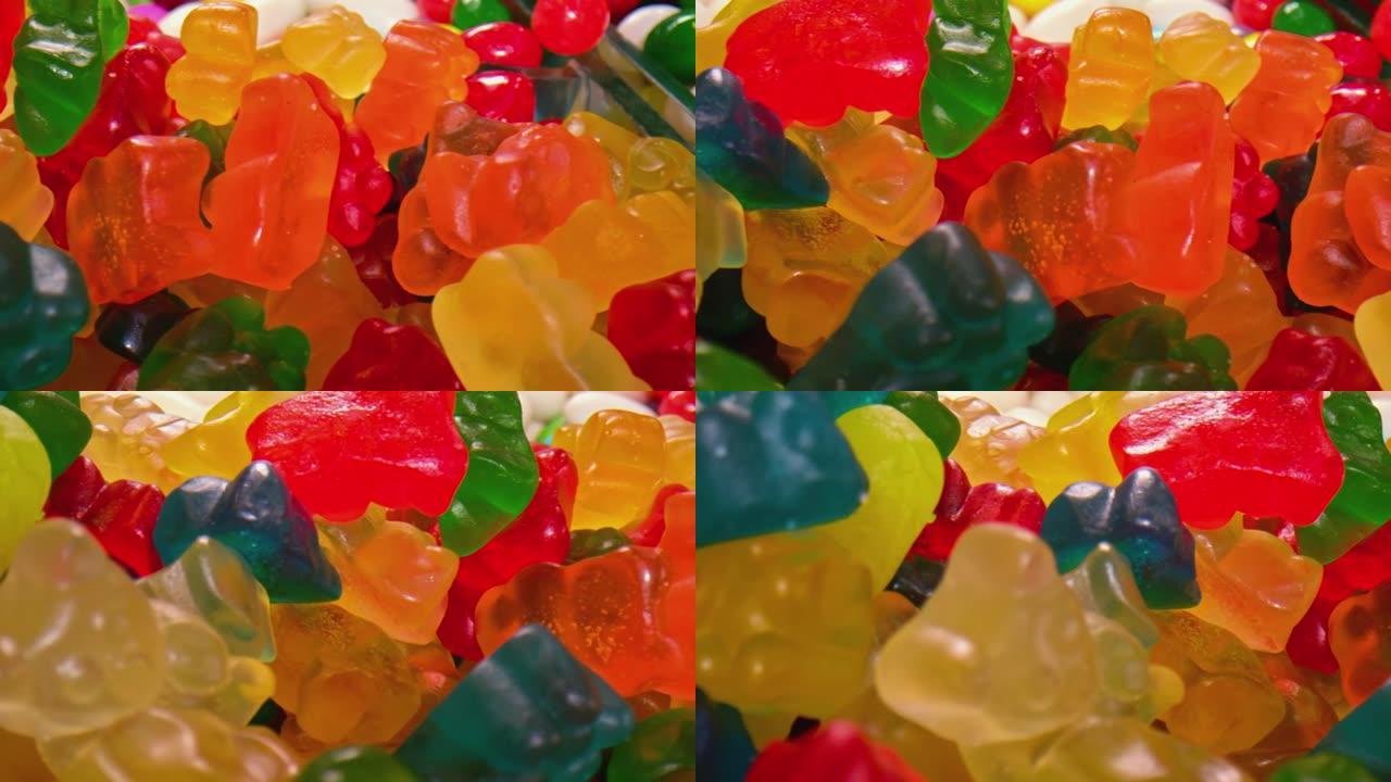 一堆软糖熊糖果彩色糖果软糖