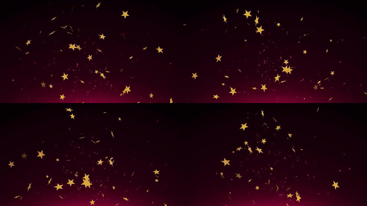 黑色背景上的火花和星星的动画