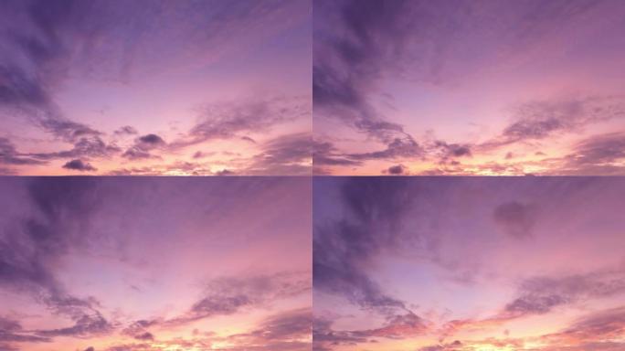 柔和的粉色橙色黄色日出或紫色蓝天上的日落云