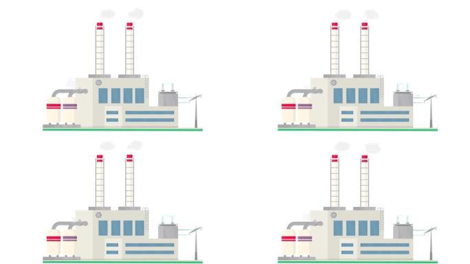 电厂。能量动画。卡通