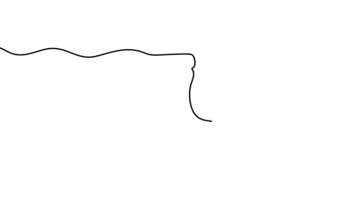 动画插图。袜子的连续单线轮廓。手绘简约风格。手工绘制的线条草图。圣诞概念。4k视频