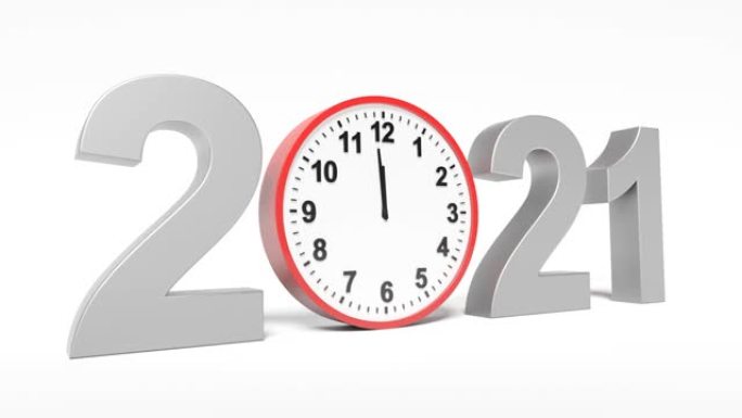 带时钟的新年快乐电影。开始2022年。3D动画