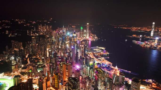 4K正版-航拍香港半岛城市夜景04