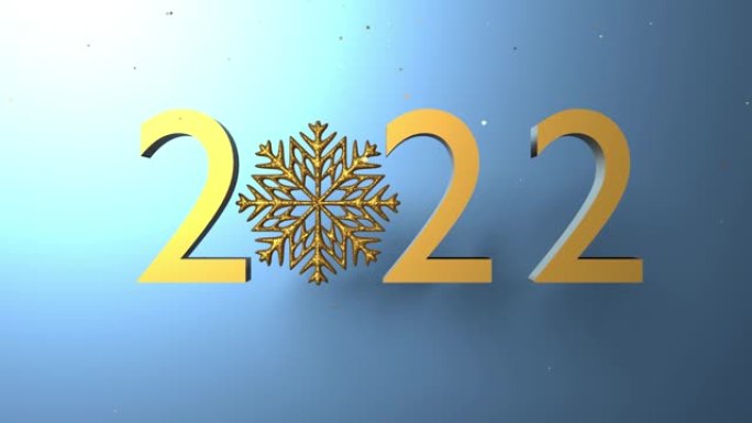2022新年贺卡，带有4k分辨率的蓝色背景上的新年快乐文本