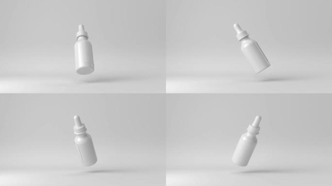创造性的最小想法。白色背景的概念白色美容产品模型。3d渲染，3d插图。