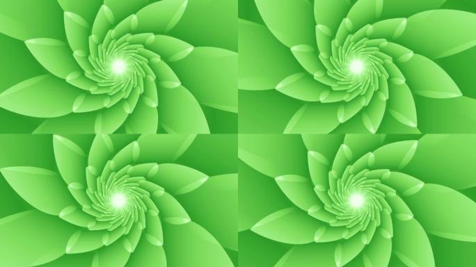浅绿色花卉形状，带尖锐角度的叶子环状动画背景