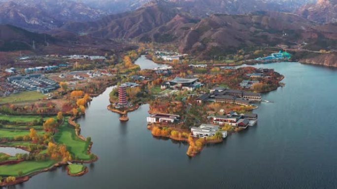 中国北京雁西湖高清航拍视频