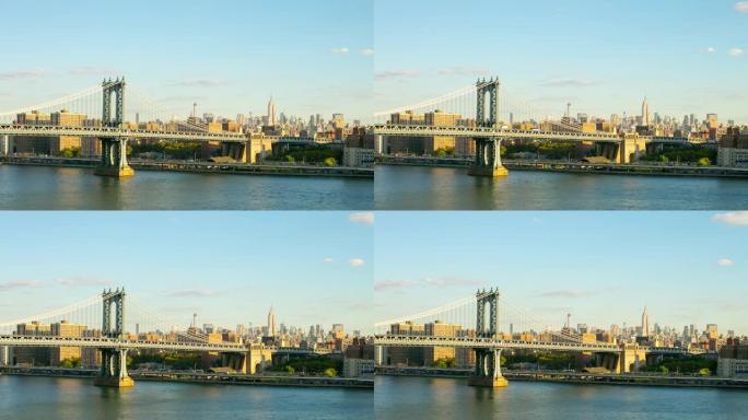 纽约日落曼哈顿大桥帝国景观4k延时