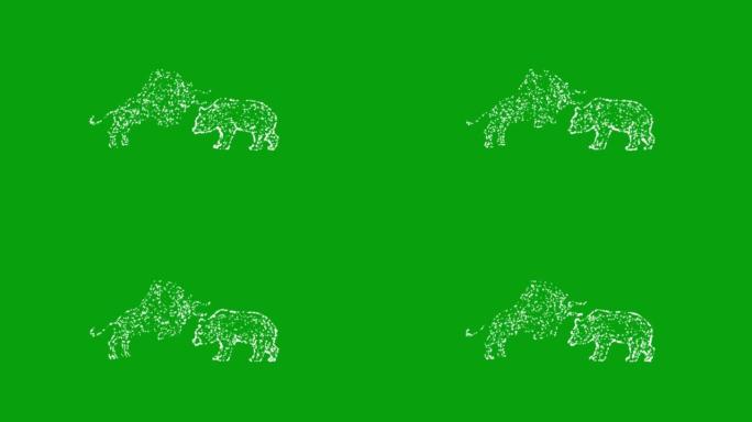 绿屏背景上有星星形成的公牛和熊