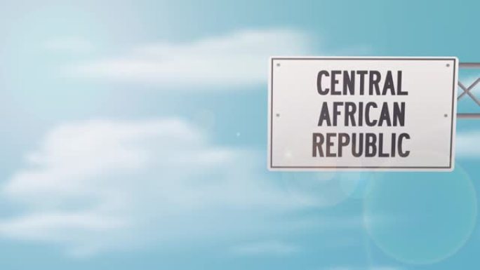 中非共和国在蓝色多云的天空上的标志-股票视频