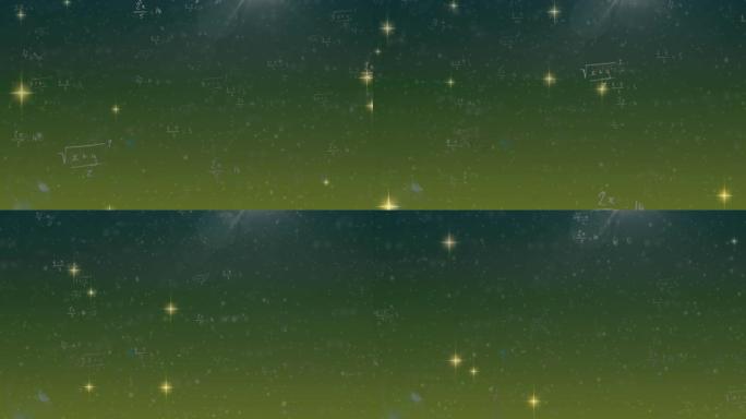 夜空中的圣诞节星星掉落在方程式上的动画