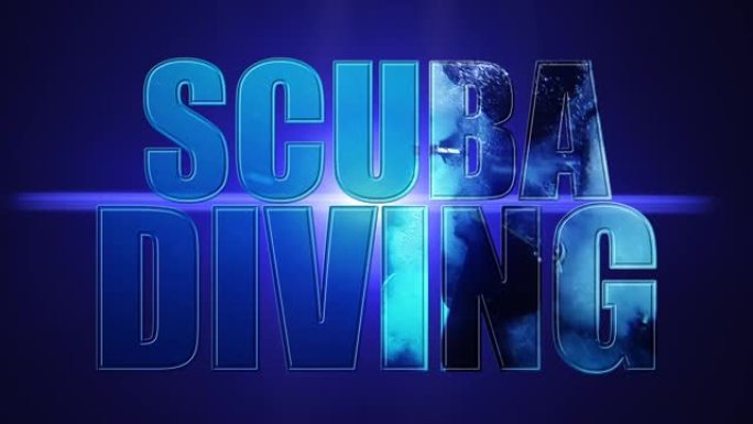 水肺潜水视频设计-蓝色背景上的动画文本