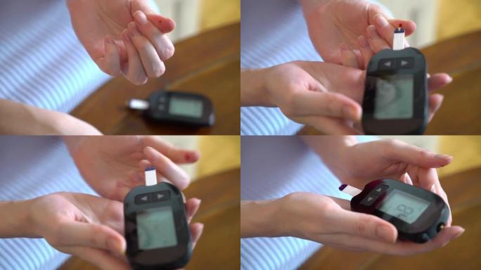 糖尿病患者用血糖仪测量血糖水平