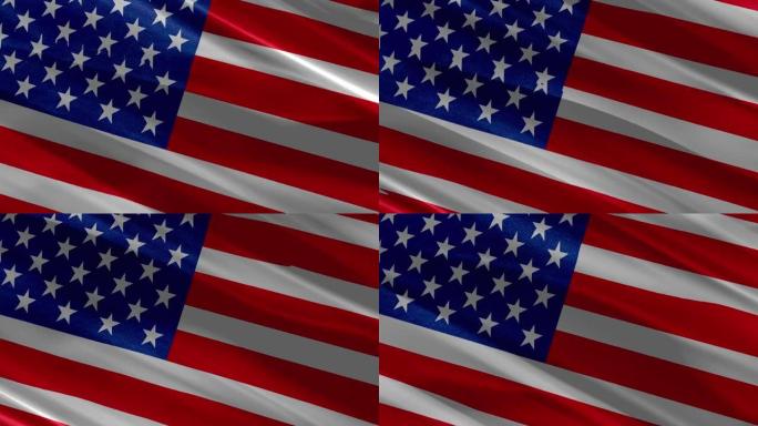 美国国旗在风中飘扬的特写