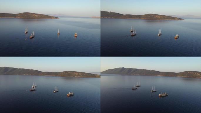 地中海沿岸的帆船。