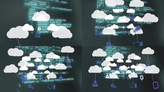 数据处理上带图标的云动画
