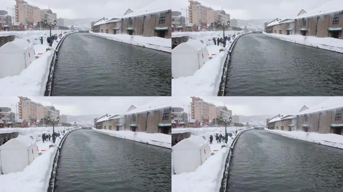 日本花灯在小樽雪光径节，位于日本北海道小樽。