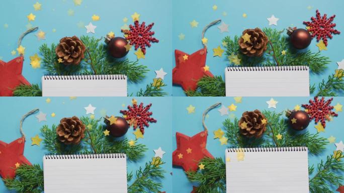 圣诞节在笔记本上的星星动画