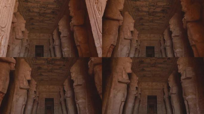 阿布辛贝尔，埃及，阿布辛贝尔神庙内部，一排排人物