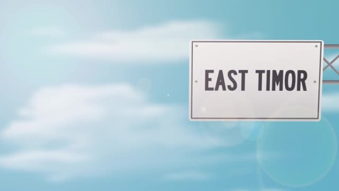 东帝汶tittle道路标志在蓝色多云的天空-股票视频